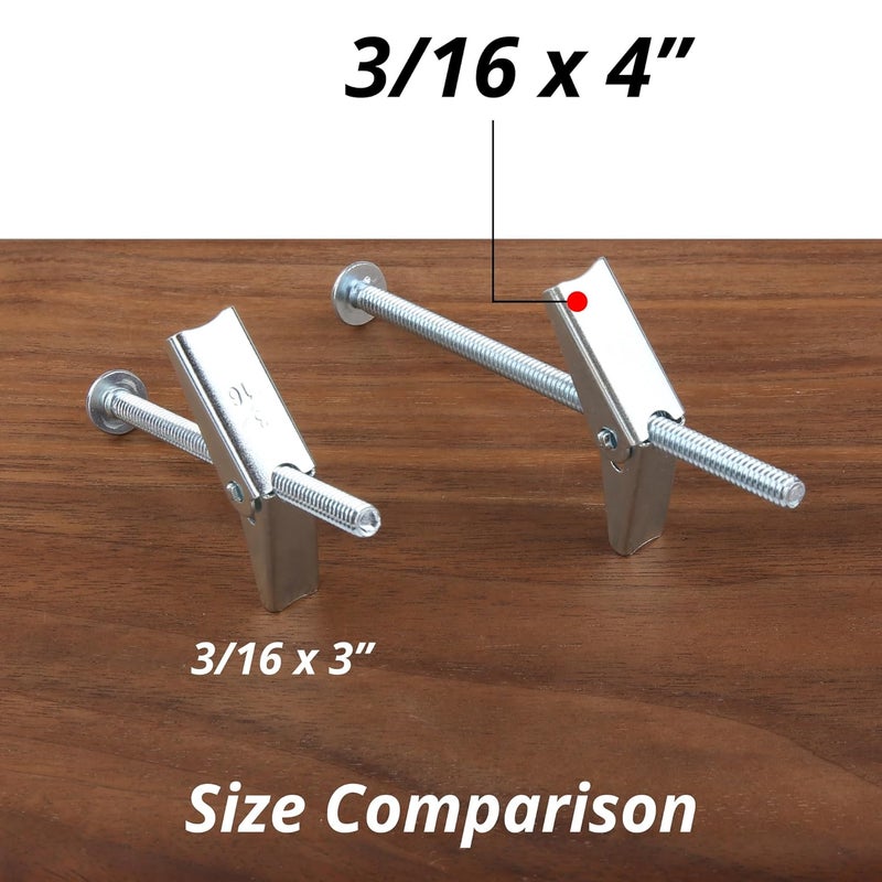 HASWARE Toggle Bolt Zinc Plated Steel and Wing Nut for Hanging Heavy Items on Drywall 3/16x4 (12 Pack) - Image 5